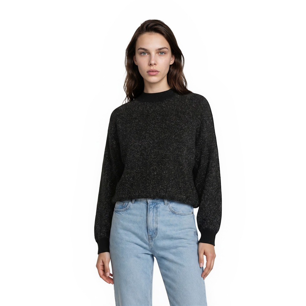 Maeve Sweater Anthropologie Women's Size XL‎ Black Metallic Balloon Sleeve $158